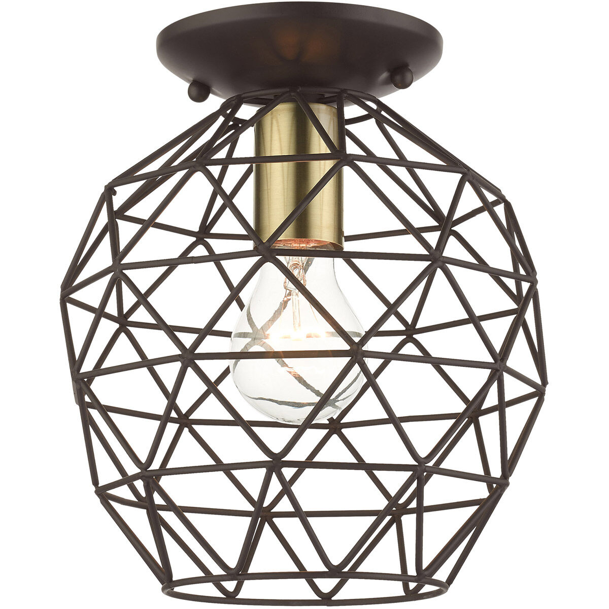 Geometrix 1 Light 8 inch Bronze Flush Mount Ceiling Light