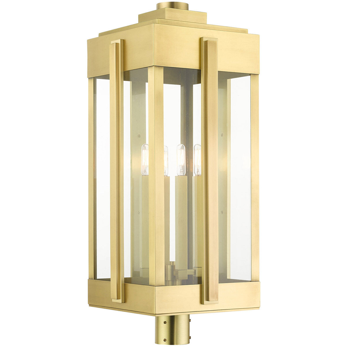 Lexington 4 Light 31 inch Natural Brass Outdoor Post Top Lantern