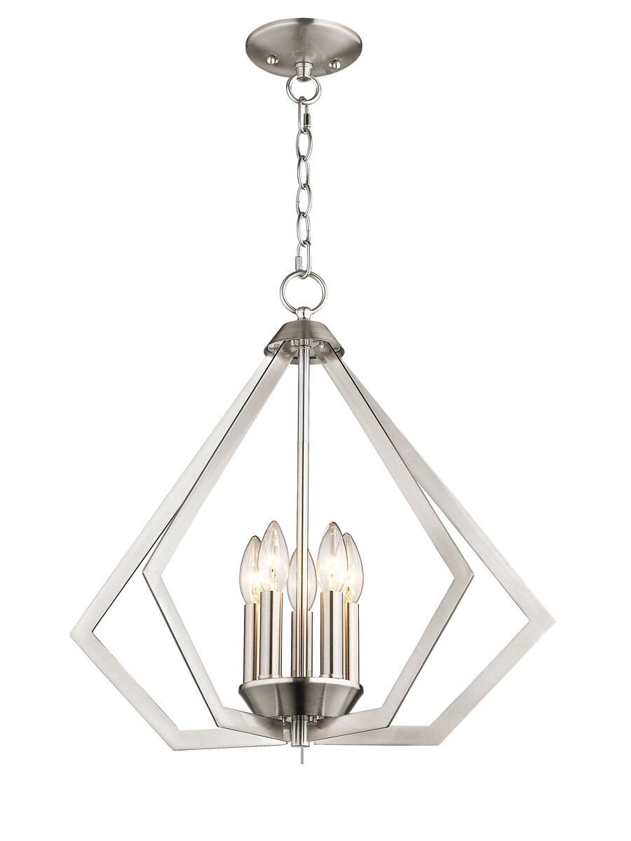 Prism 5 Light 20 inch Brushed Nickel Chandelier Ceiling Light