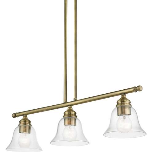 46487 Livex Lighting 46487-01 Moreland 3 Light 30 inch Antique Brass Linear ...
