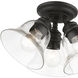 Moreland 3 Light 15 inch Black Semi-Flush Ceiling Light, Large