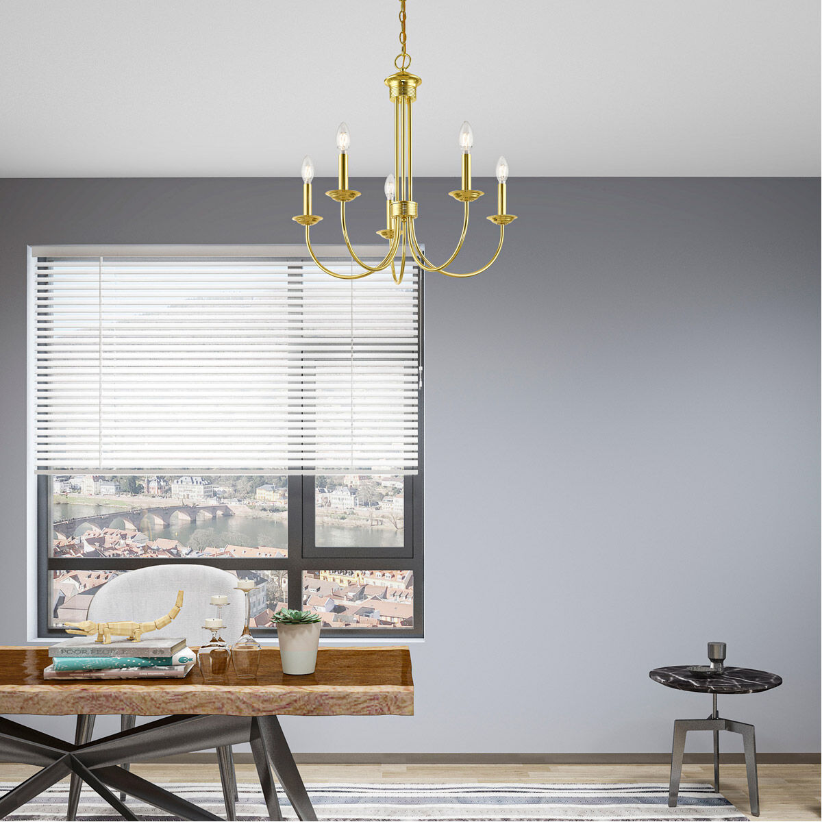 Estate 5 Light 25 inch Polished Brass Chandelier Ceiling Light