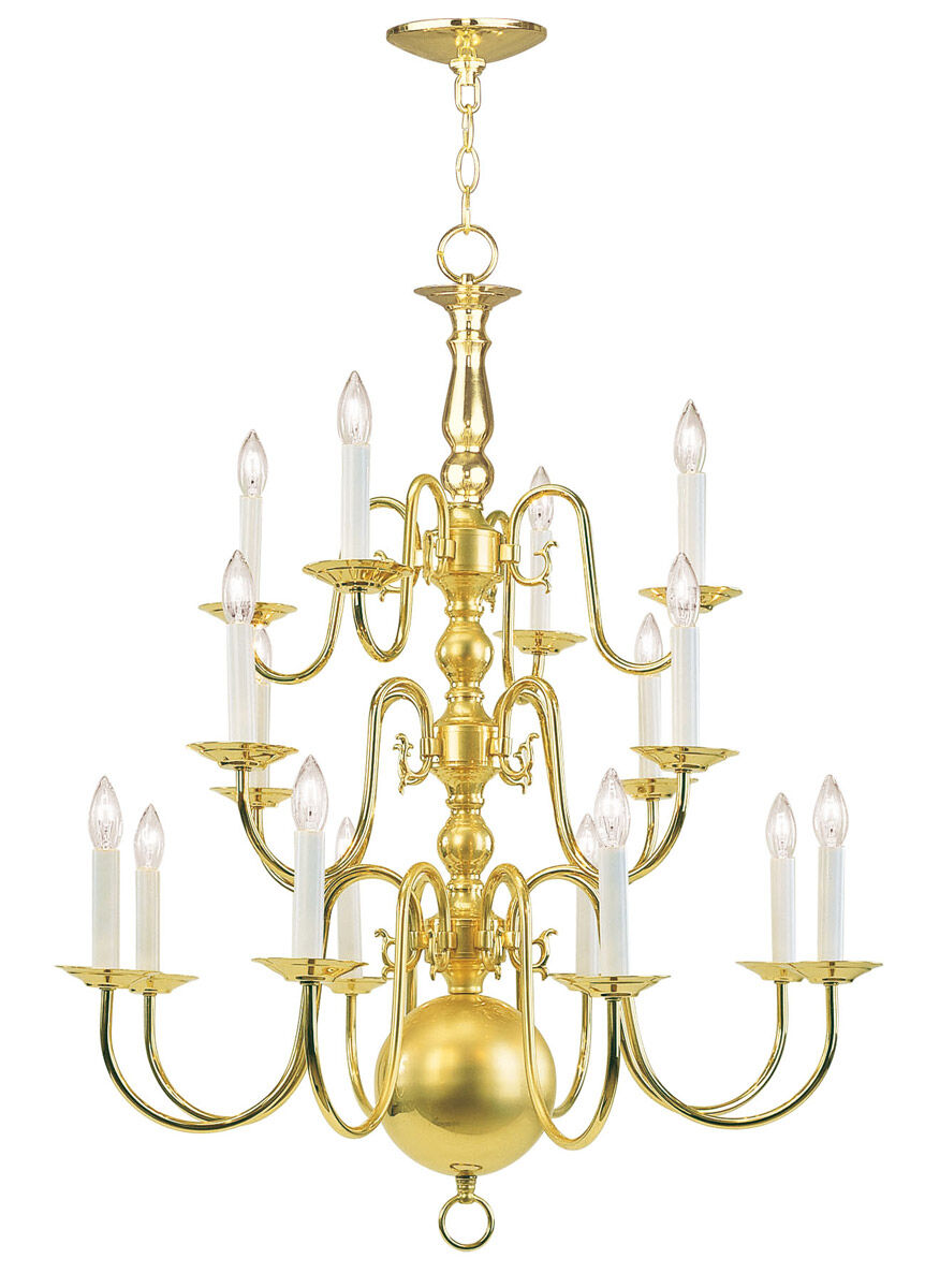 Williamsburgh 16 Light 27 inch Polished Brass Chandelier Ceiling Light