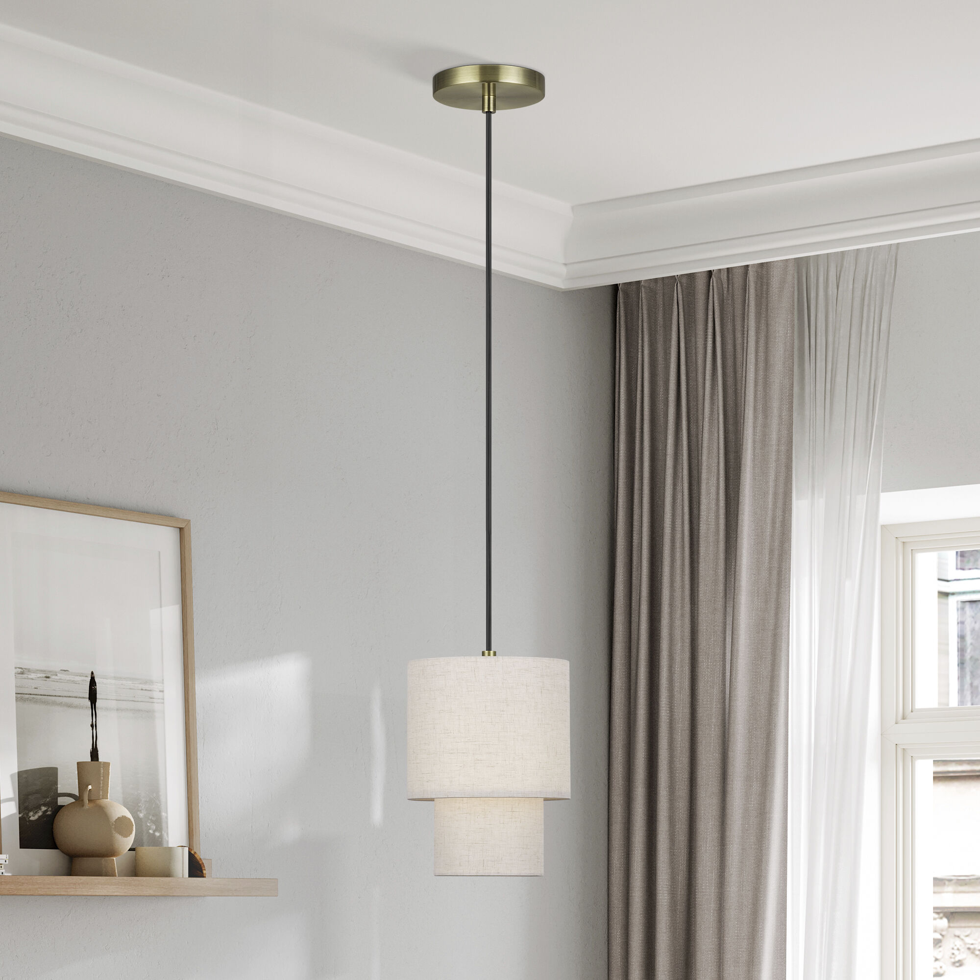 Monroe 1 Light 7 inch Antique Brass Mini Pendant Ceiling Light