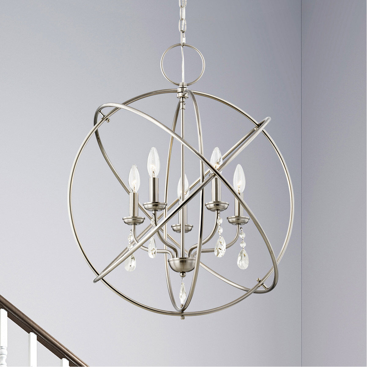 Aria 5 Light 22 inch Brushed Nickel Chandelier Ceiling Light