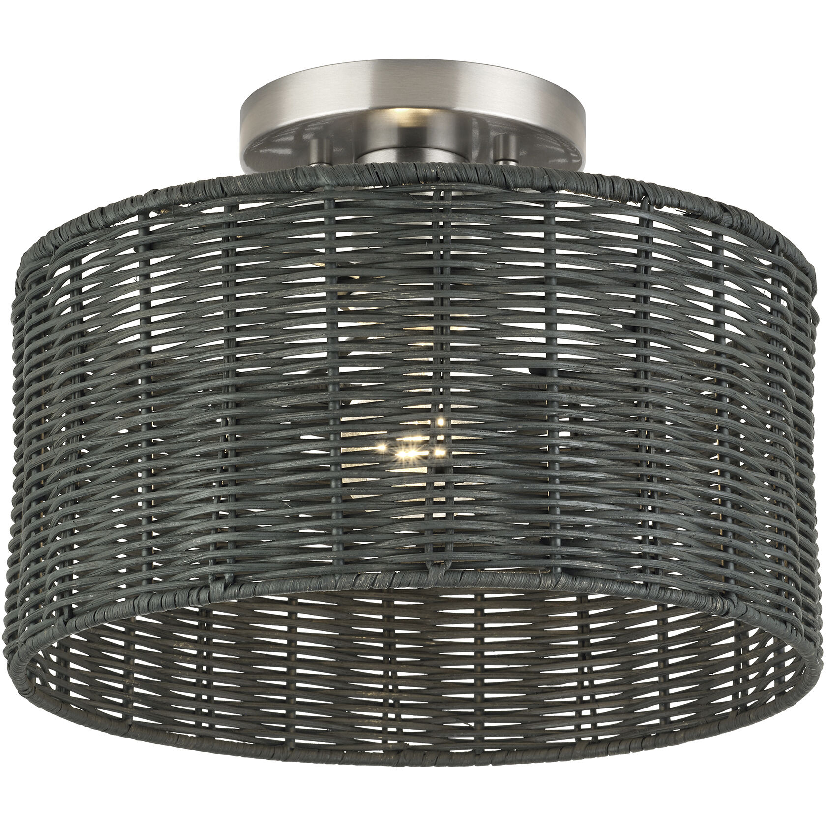 Weavington 1 Light 12 inch Brushed Nickel Semi Flush Mount Ceiling Light, Medium