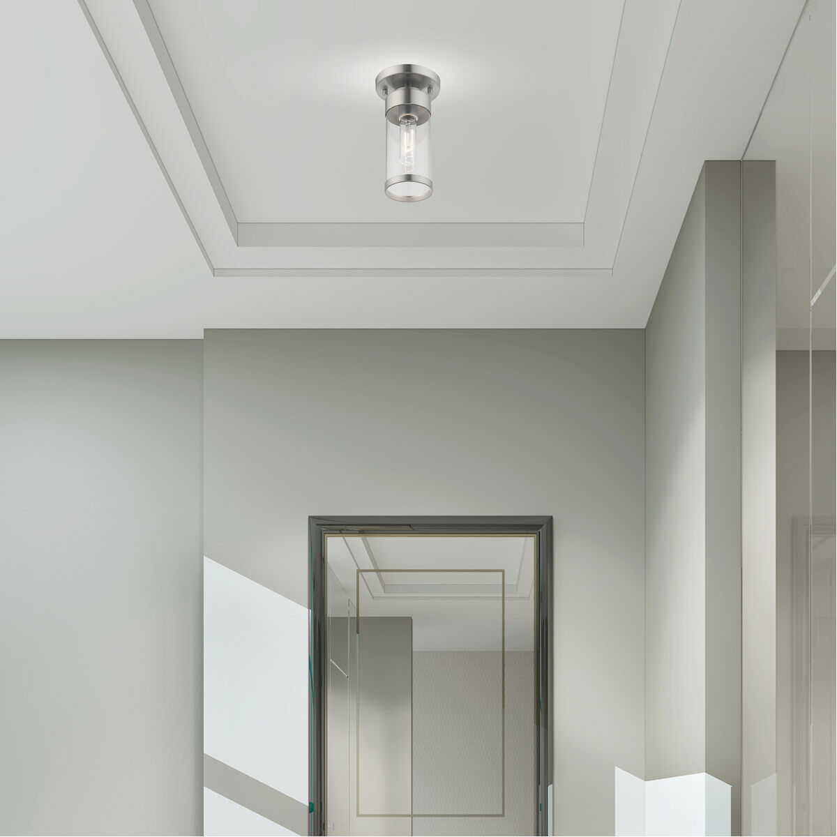 Hillcrest 1 Light 5 inch Brushed Nickel Semi-Flush Mount Ceiling Light