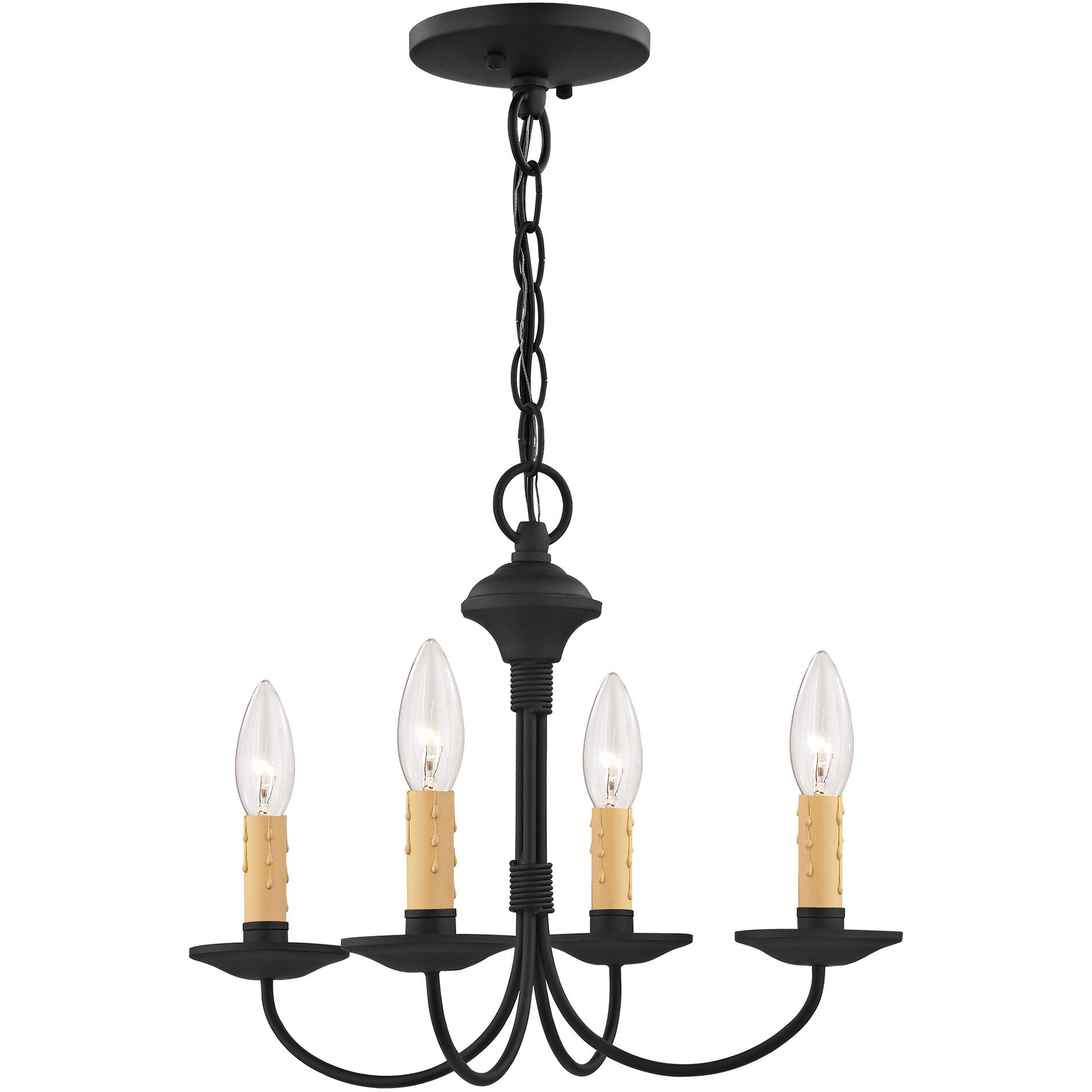 Heritage 4 Light 15 inch Black Convertible Mini Chandelier/Ceiling Mount Ceiling Light