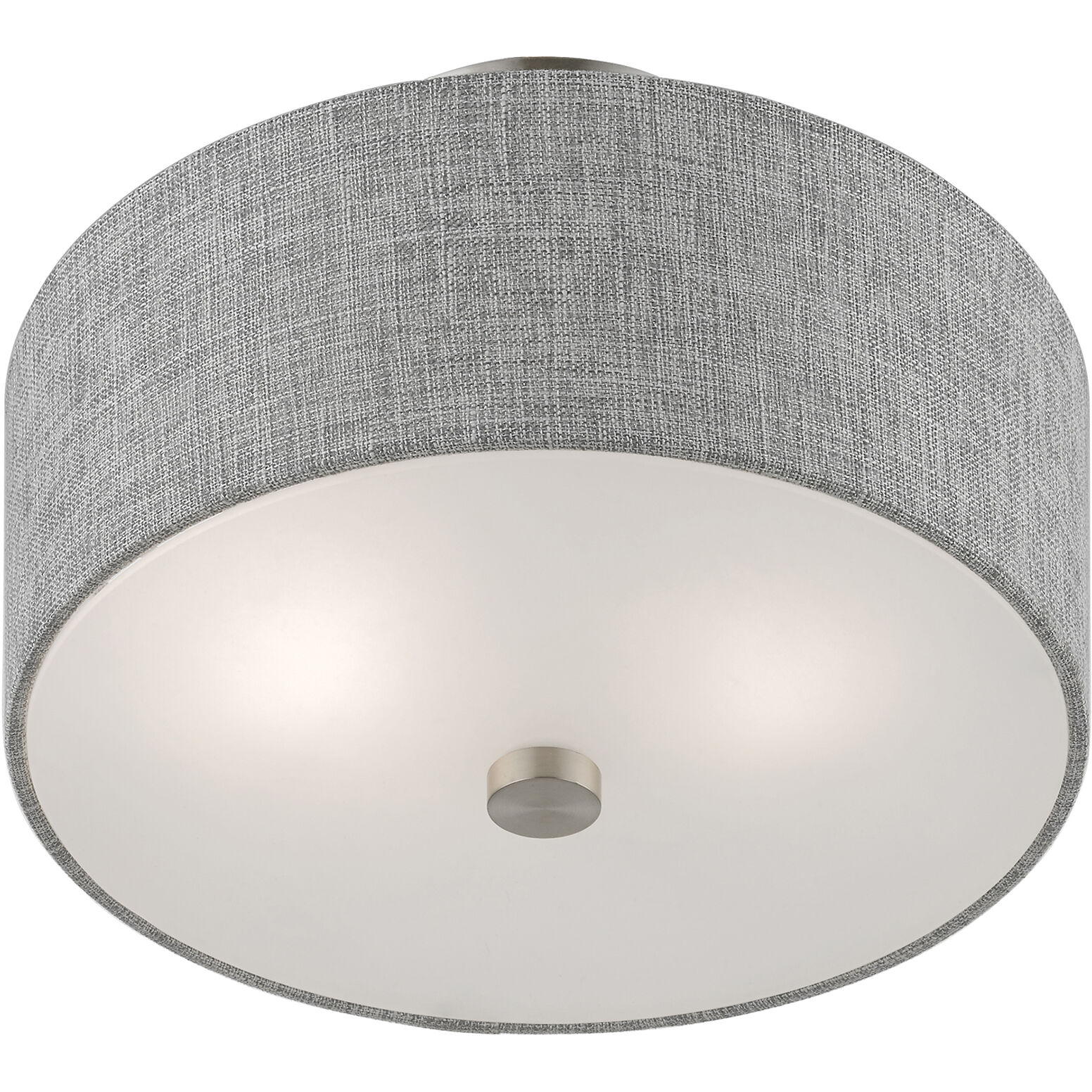 Dakota 2 Light 11 inch Brushed Nickel with Shiny White Accents Semi-Flush Ceiling Light