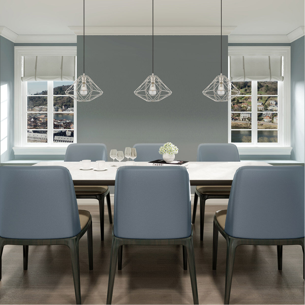 Geometric 1 Light 13.5 inch Brushed Nickel Mini Pendant Ceiling Light