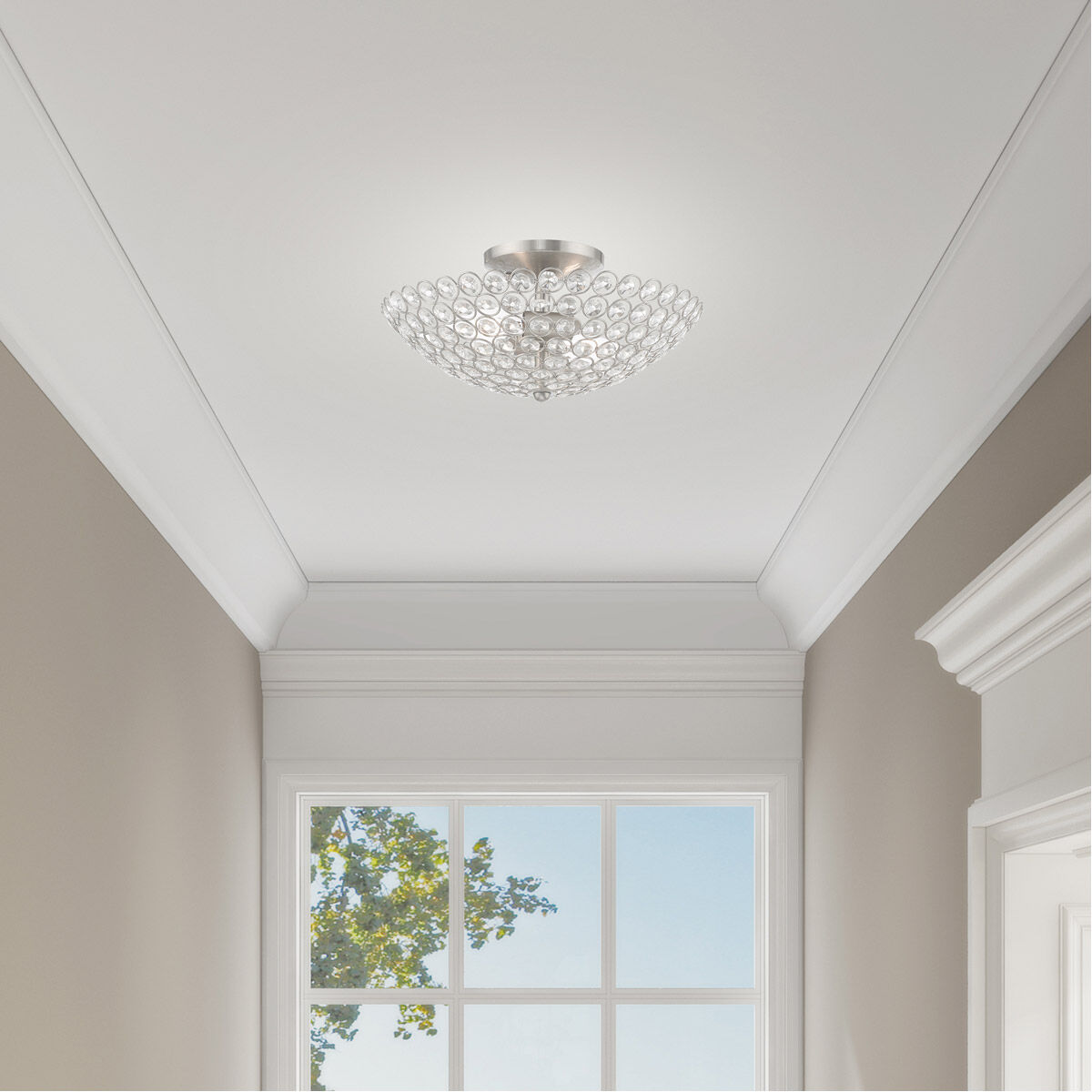 Cassandra 2 Light 13 inch Brushed Nickel Semi-Flush Mount Ceiling Light