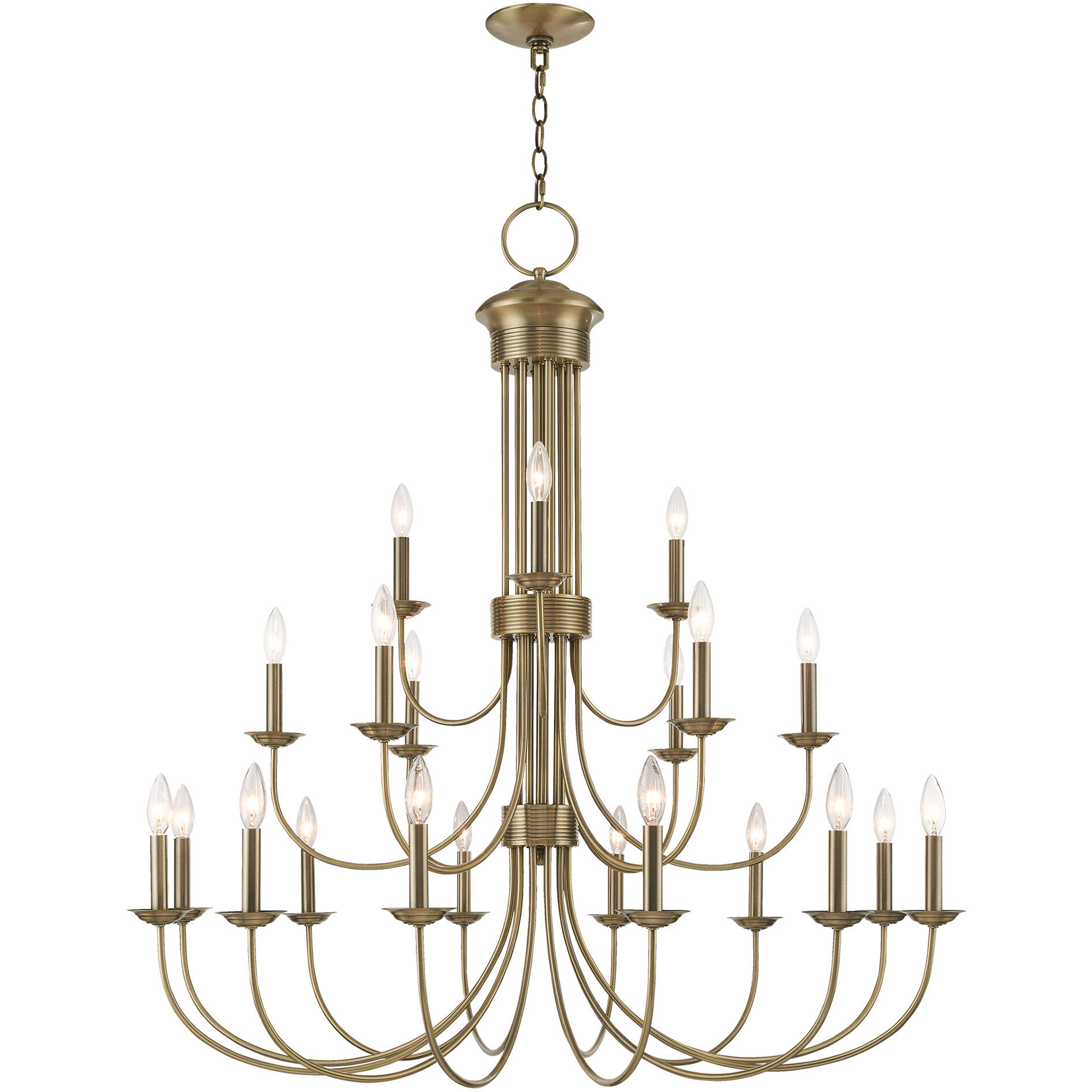 Estate 21 Light 42 inch Antique Brass Foyer Chandelier Ceiling Light