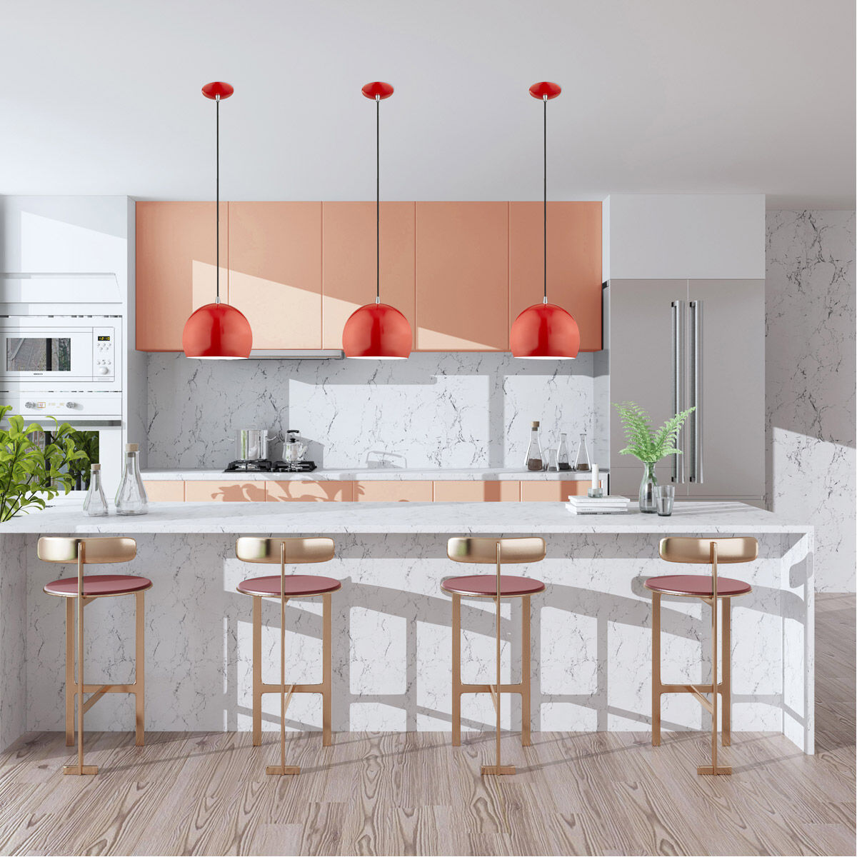 Allison 1 Light 10 inch Shiny Red Mini Pendant Ceiling Light