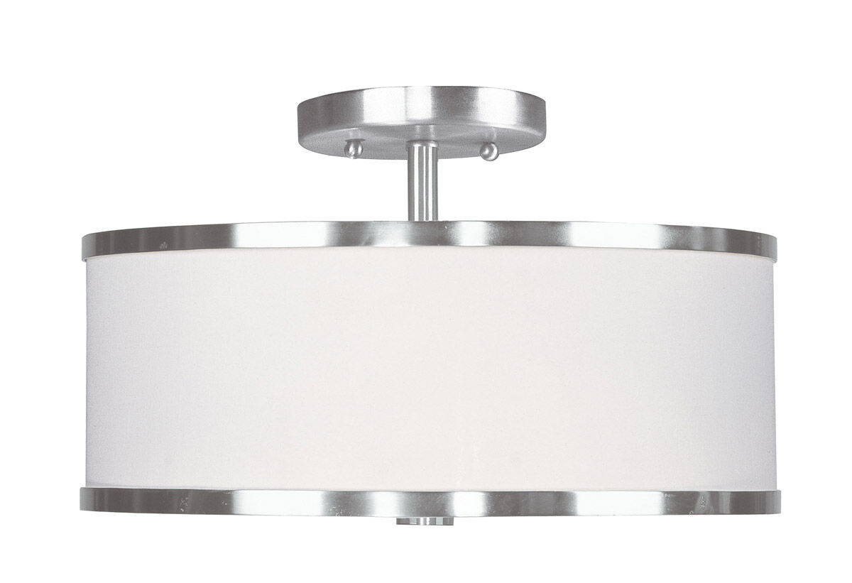 Park Ridge 2 Light 13 inch Brushed Nickel Semi-Flush Mount Ceiling Light