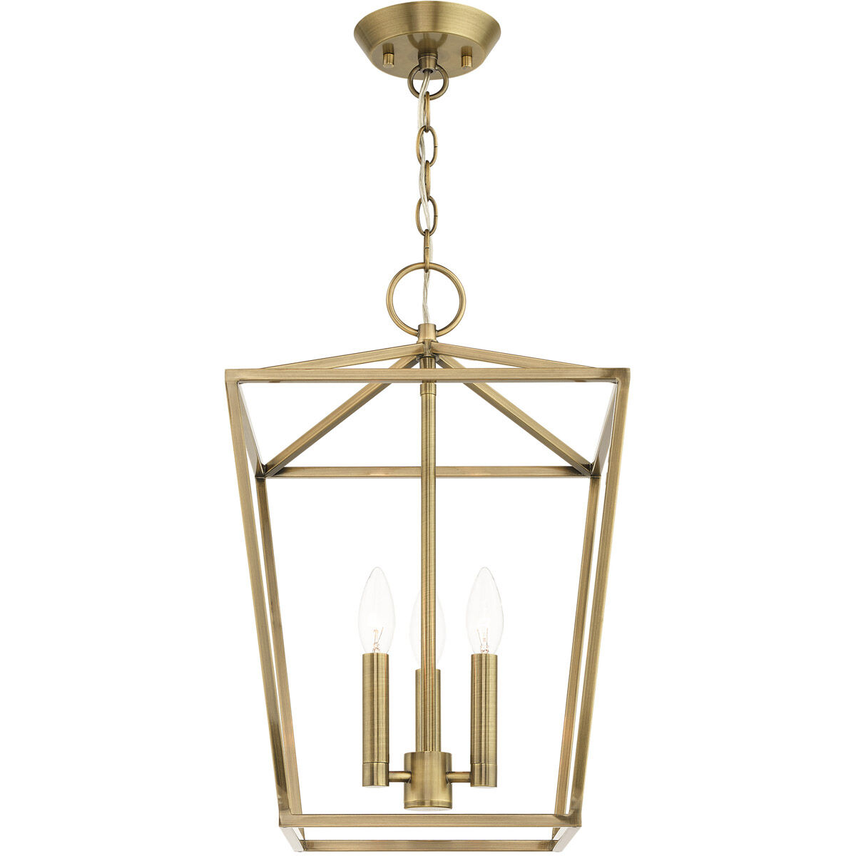 Devone 3 Light 13 inch Antique Brass Convertible Semi Flush/Lantern Ceiling Light