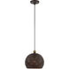 Dublin 1 Light 10 inch Bronze with Antique Brass Accents Pendant Ceiling Light