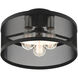 Industro 3 Light 15 inch Black with Brushed Nickel Accents Semi Flush Ceiling Light