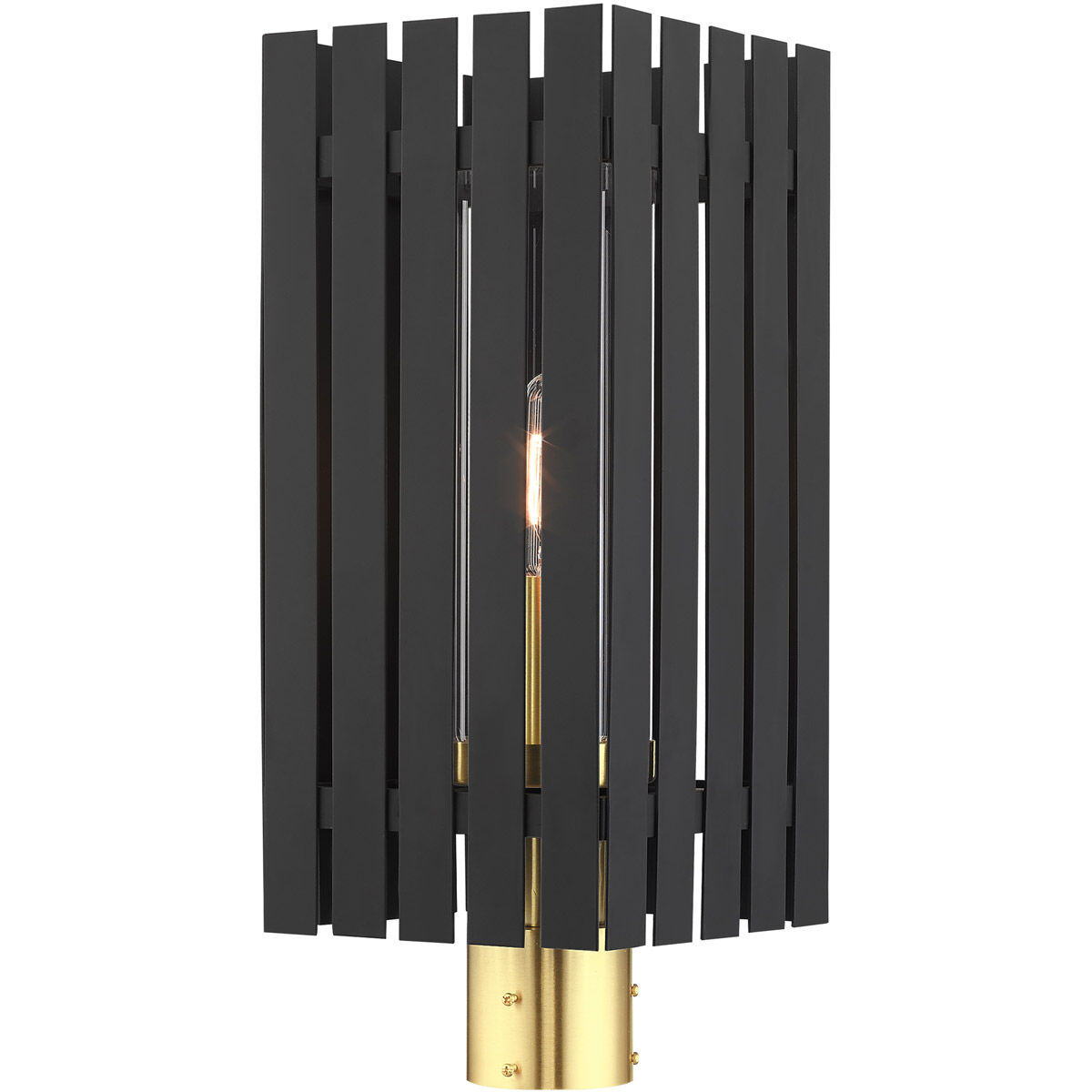 Greenwich 1 Light 20 inch Black with Satin Brass Accents Outdoor Post Top Lantern