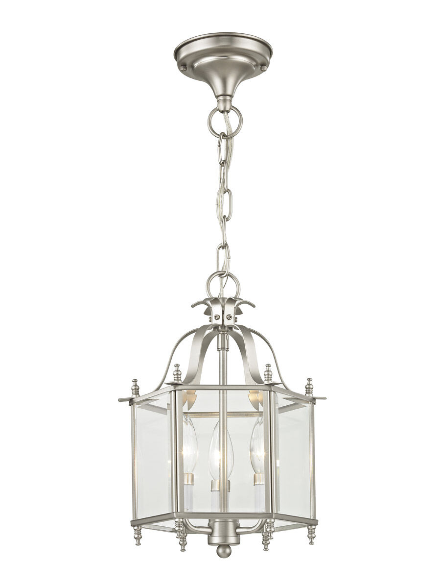 Livingston 3 Light 10 inch Brushed Nickel Convertible Mini Pendant/Ceiling Mount Ceiling Light