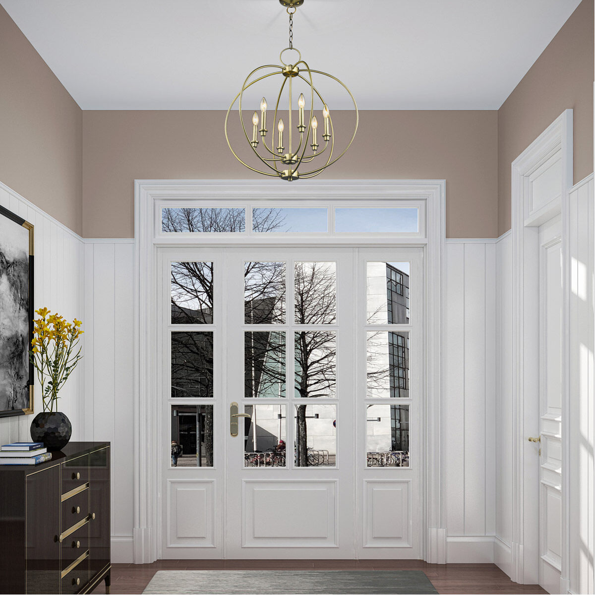 Milania 6 Light 25 inch Antique Brass Chandelier Ceiling Light