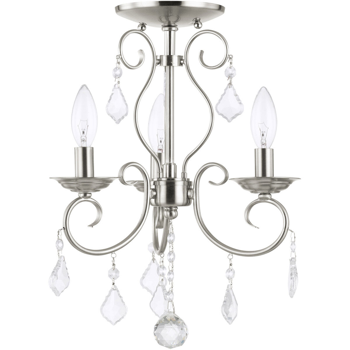 Donatella 3 Light 12 inch Brushed Nickel Convertible Mini Chandelier/Ceiling Mount Ceiling Light