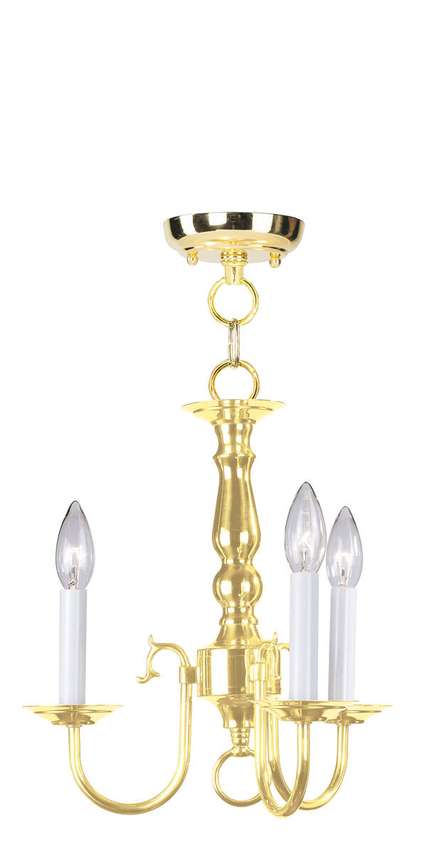 Williamsburgh 3 Light 14 inch Polished Brass Mini Chandelier Ceiling Light
