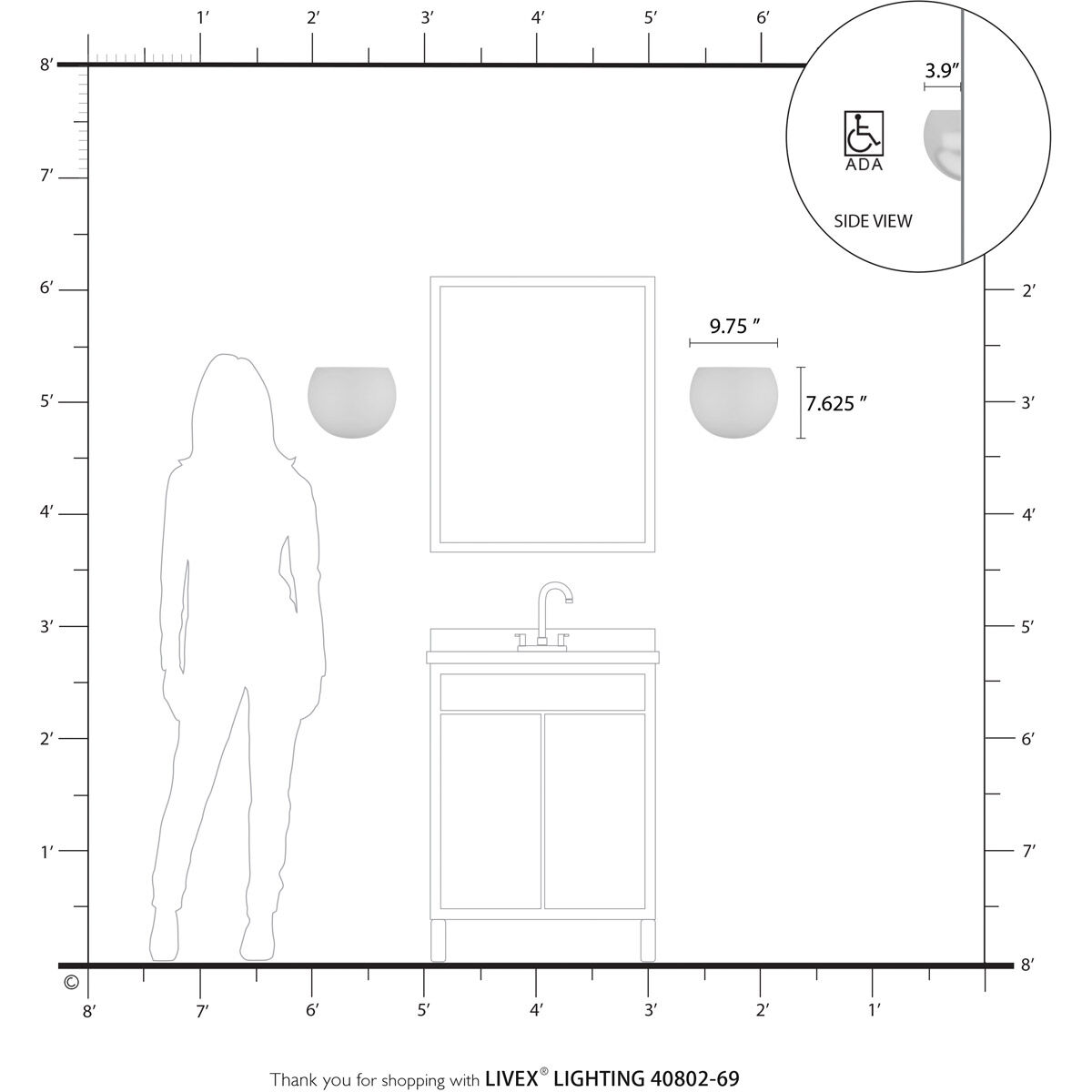Piedmont 1 Light 10 inch Shiny White ADA Wall Sconce Wall Light