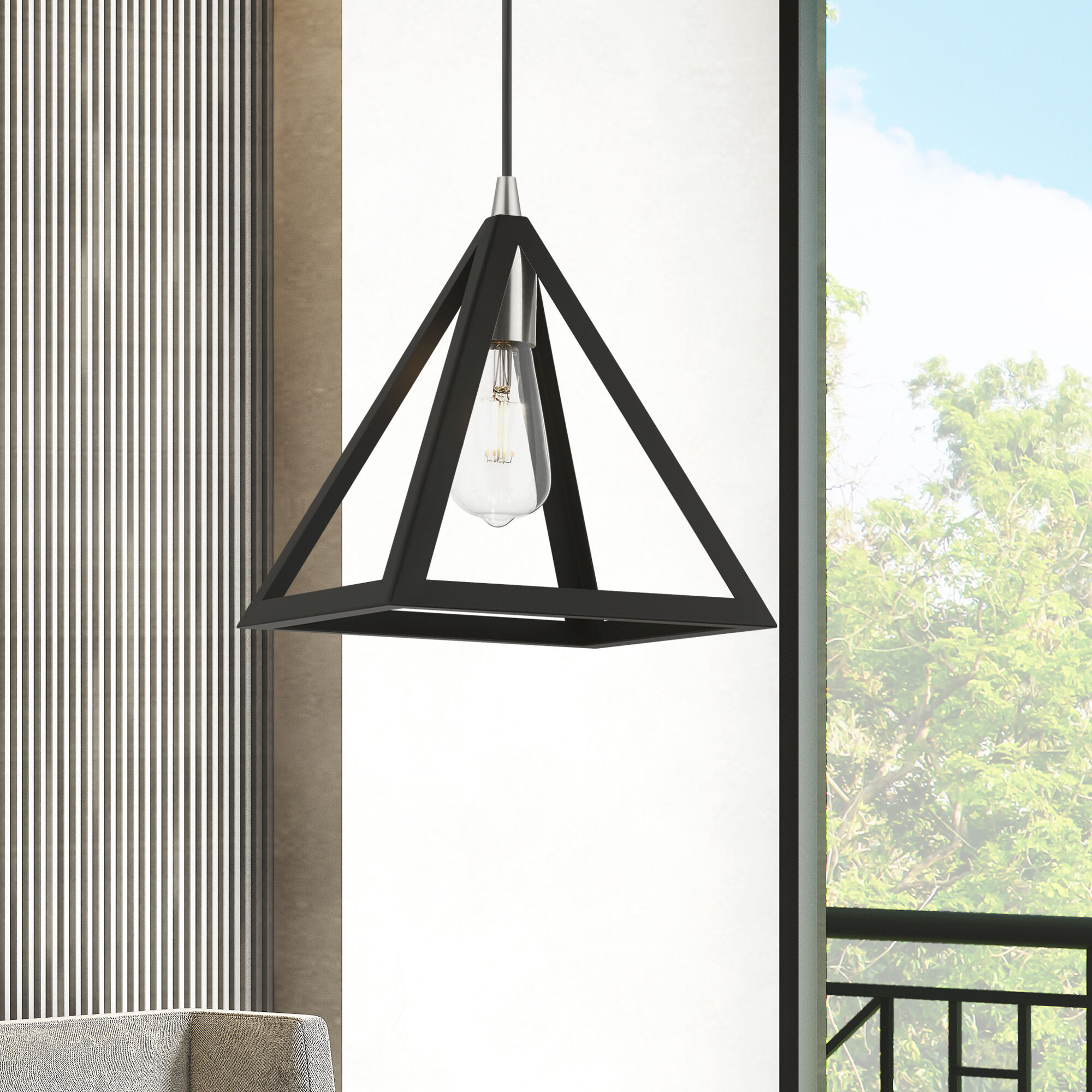 Pinnacle 1 Light 10 inch Black with Brushed Nickel Accents Pendant Ceiling Light