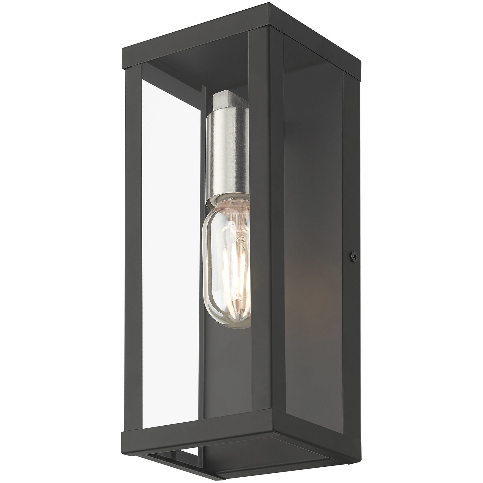 Gaffney 1 Light 11 inch Black with Brushed Nickel Finish Accents Outdoor Wall Lantern in Black with Brushed Nickel Accent, Medium