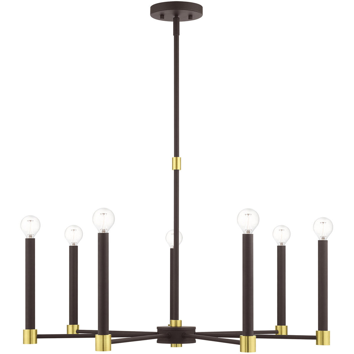 Karlstad 7 Light 28 inch Bronze with Satin Brass Accents Chandelier Ceiling Light