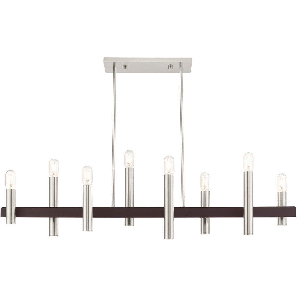 Helsinki 8 Light 10 inch Brushed Nickel with Bronze Accents Chandelier Ceiling Light