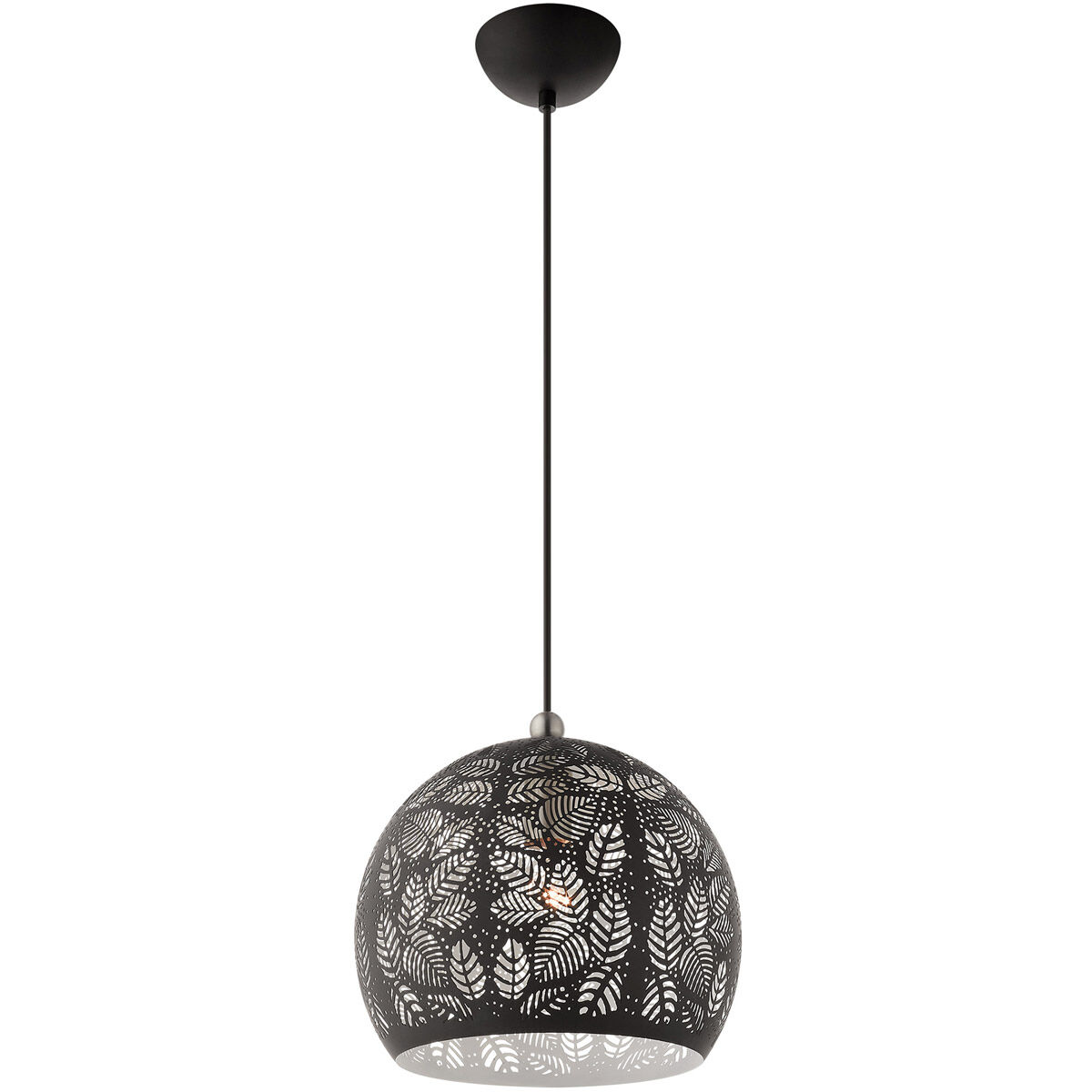 Chantily 1 Light 12 inch Black with Brushed Nickel Accents Pendant Ceiling Light