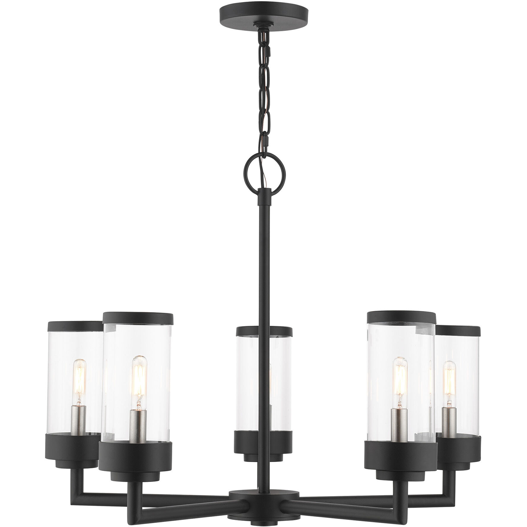 Hillcrest 5 Light 26 inch Textured Black Outdoor Chandelier