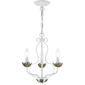 Katarina 3 Light 13 inch Antique White with Antique Brass Accents Chandelier Ceiling Light