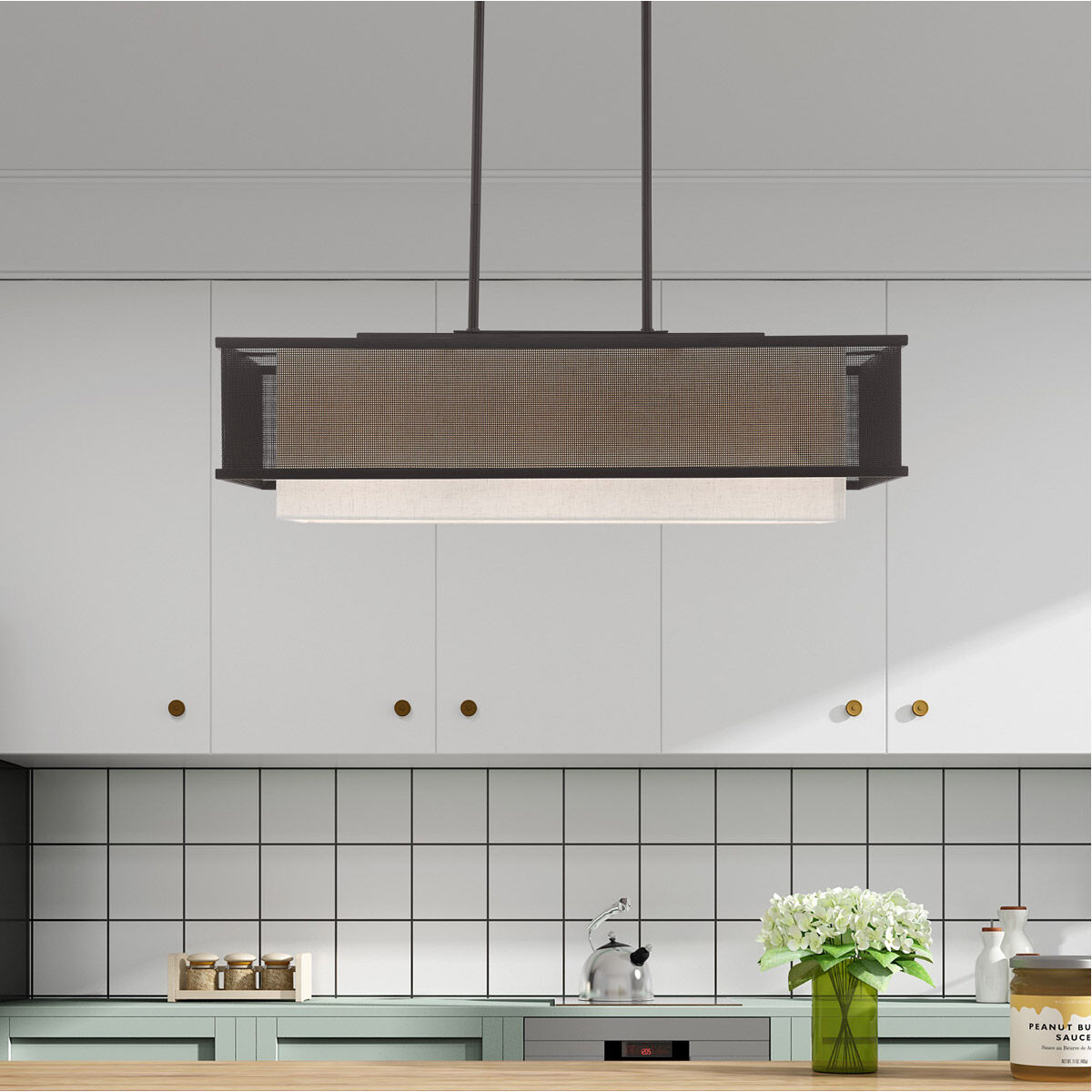 Braddock 3 Light 30 inch Bronze Linear Chandelier Ceiling Light