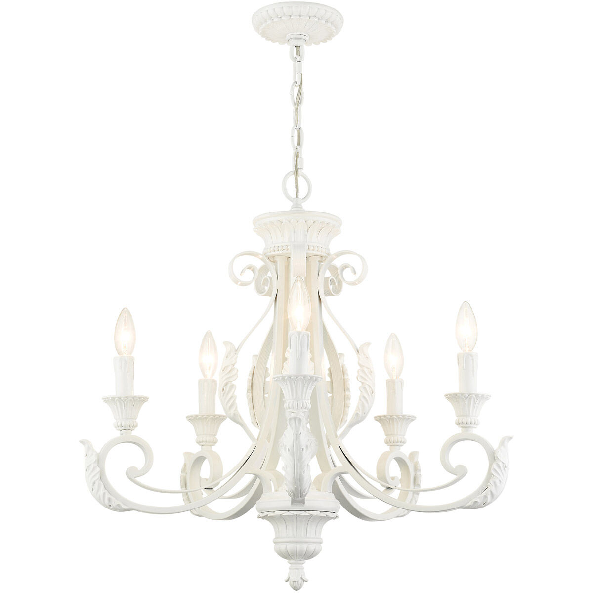 Valencia 5 Light 25 inch Shiny White Chandelier Ceiling Light