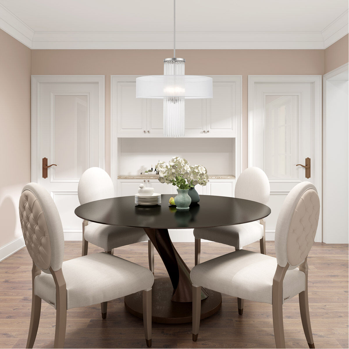 Alexis 4 Light 24 inch Brushed Nickel Pendant Chandelier Ceiling Light