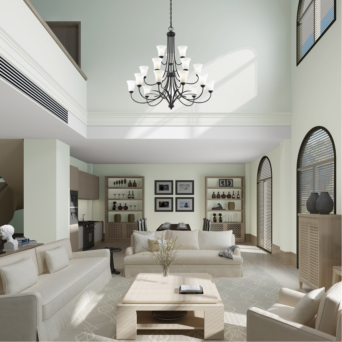 Ridgedale 18 Light 44 inch Black Chandelier Ceiling Light