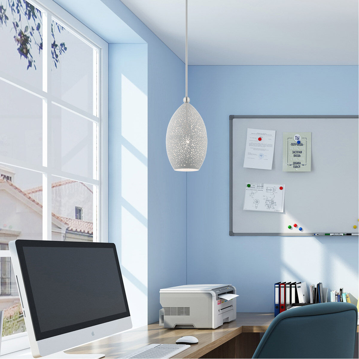 Charlton 1 Light 9 inch Nordic Gray with Brushed Nickel Accents Pendant Ceiling Light