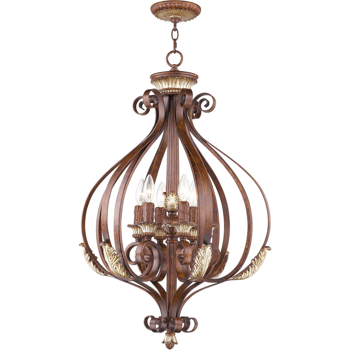 Villa Verona 6 Light 24 inch Verona Bronze with Aged Gold Leaf Accents Foyer Ceiling Light