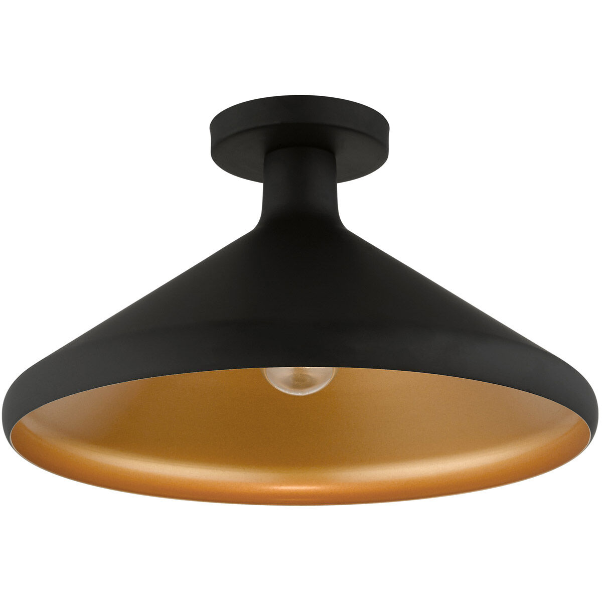 Geneva 1 Light 15 inch Black Semi-Flush Mount Ceiling Light
