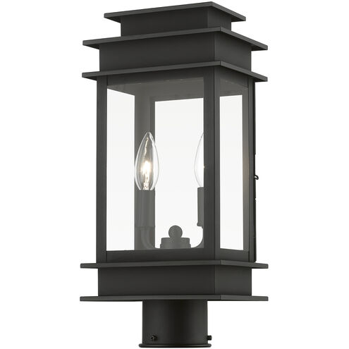 Princeton 2 Light 17 inch Black with Polished Chrome Outdoor Post Top Lantern, Medium