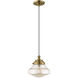 Art Glass 1 Light 9 inch Antique Brass Mini Pendant Ceiling Light