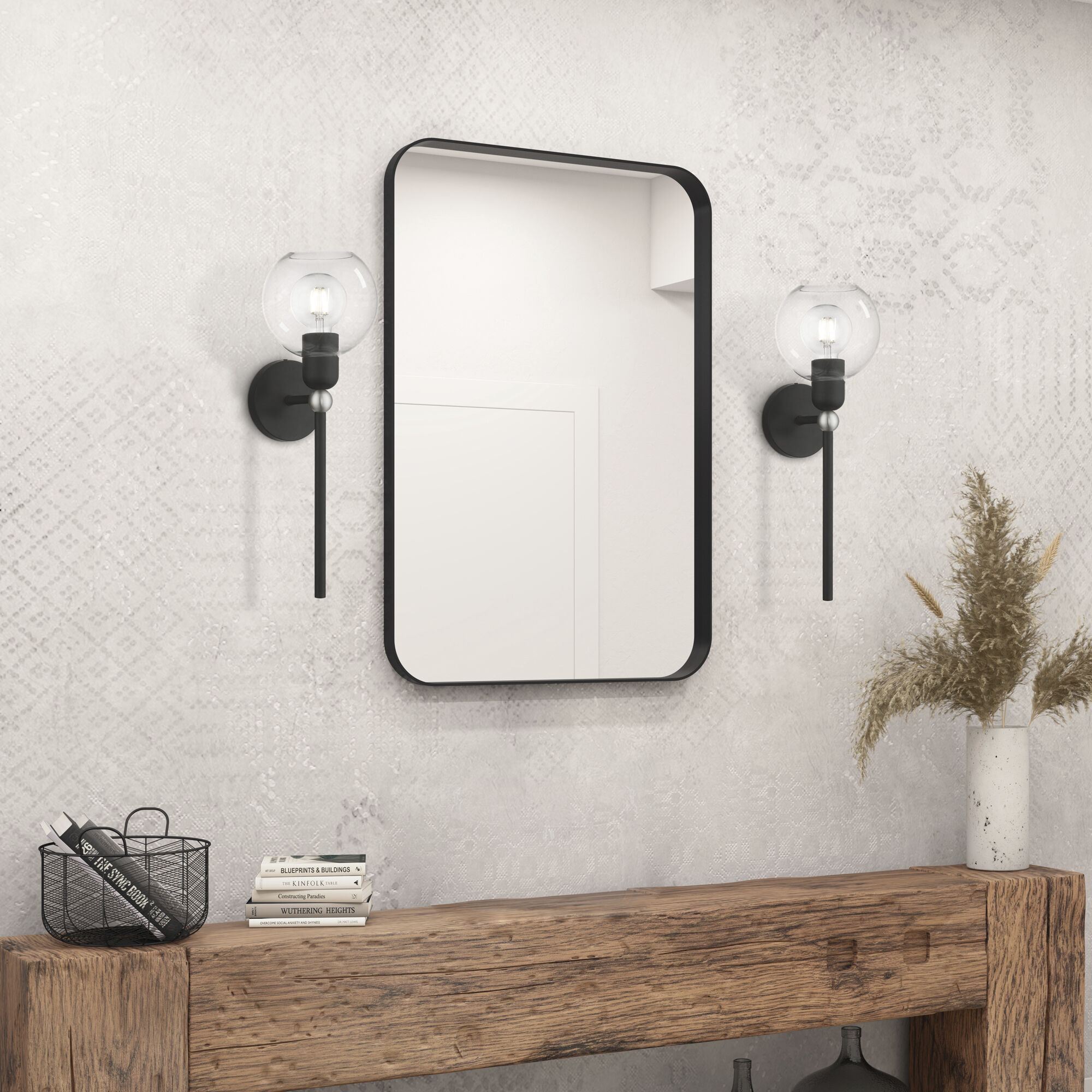 Downtown 1 Light 7 inch Black with Brushed Nickel Accent Single Sconce Wall Light, Sphere