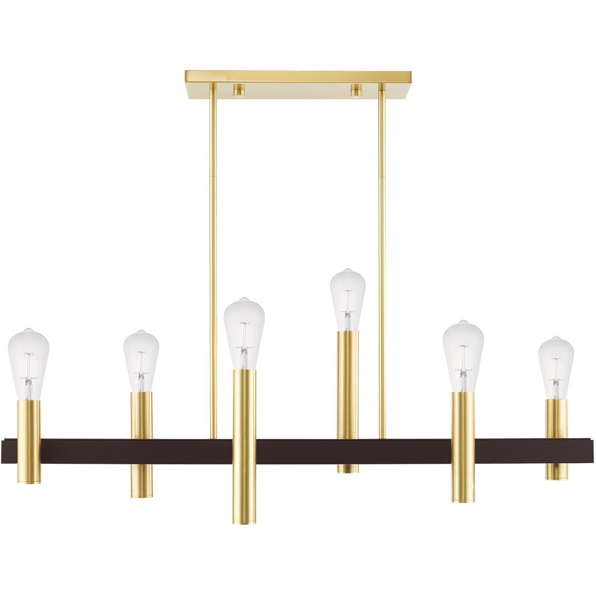 Helsinki 6 Light 8 inch Satin Brass with Bronze Accents Chandelier Ceiling Light