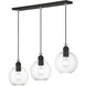 Downtown 3 Light 30 inch Black with Brushed Nickel Accents Linear Chandelier Ceiling Light, Sphere
