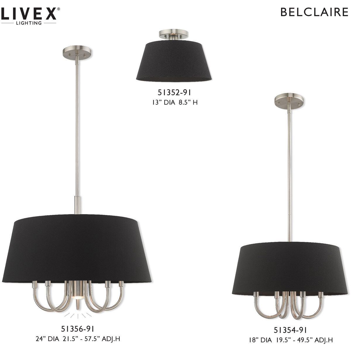 Belclaire 1 Light 13 inch Brushed Nickel Semi-Flush Mount Ceiling Light