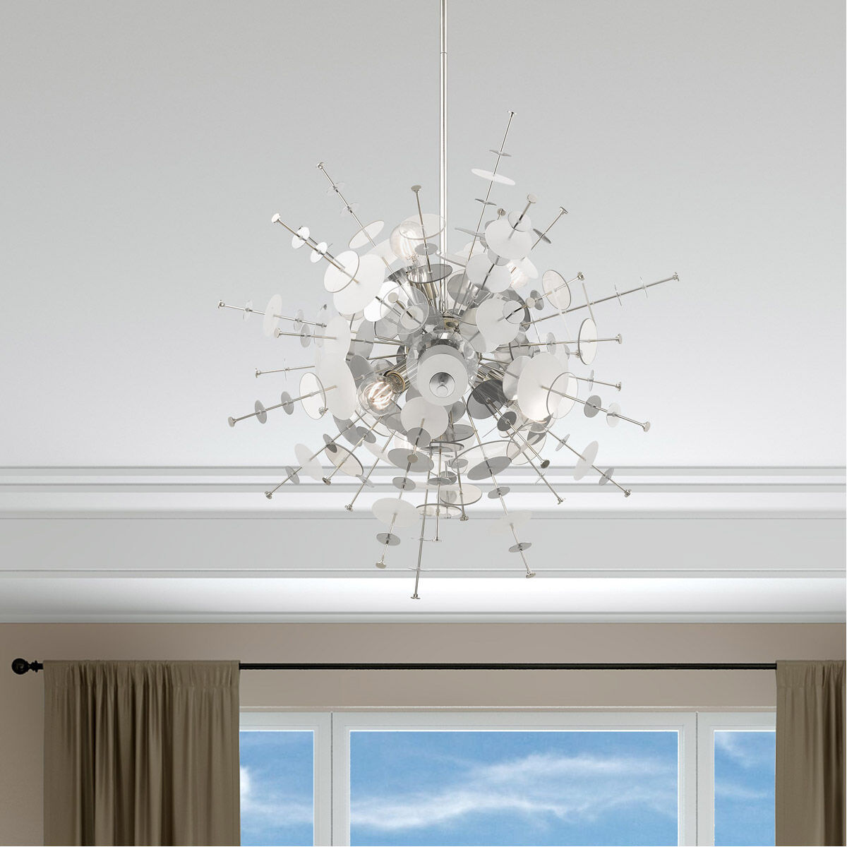 Circulo 6 Light 30 inch Polished Chrome Pendant Chandelier Ceiling Light
