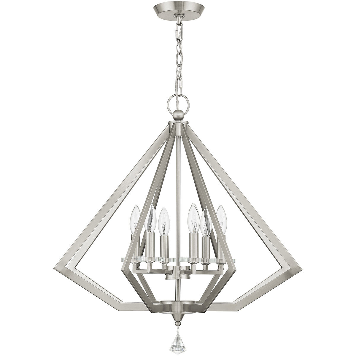 Diamond 6 Light 25 inch Brushed Nickel Chandelier Ceiling Light
