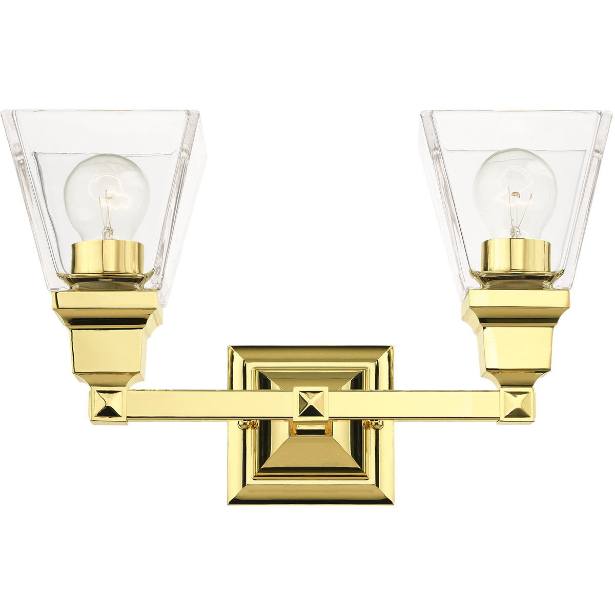 Mission 2 Light 15 inch Polished Brass Vanity Sconce Wall Light